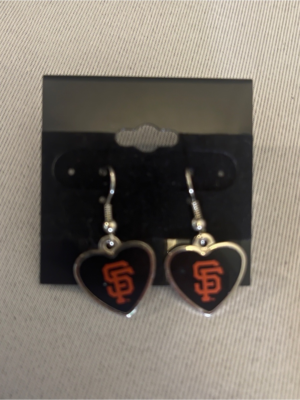 MBLife Black and Orange Heart Dangle Earrings